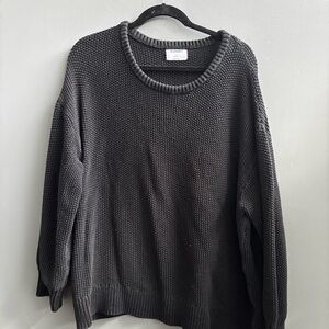 Cozy Black Waffle Knit Sweater